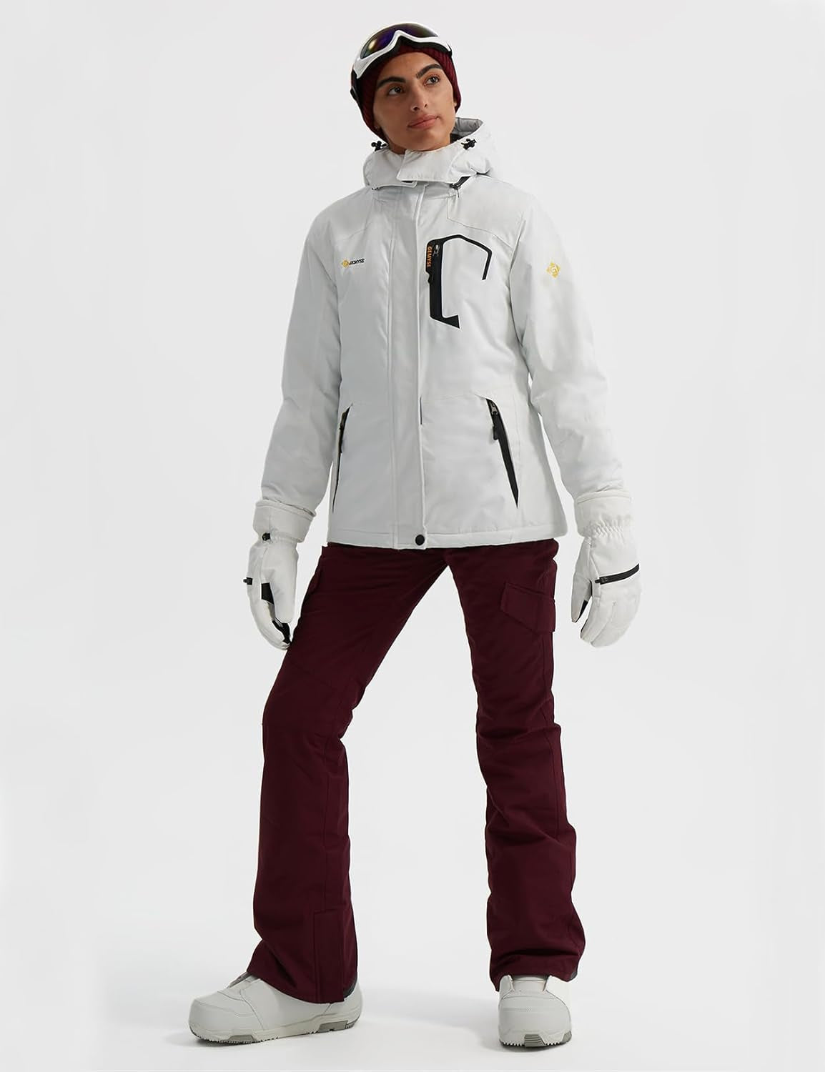 Women'S Ski Snow Jacket Warm Winter Waterproof Coat Snowboard Rain Jacket Hooded Windproof Windbreaker