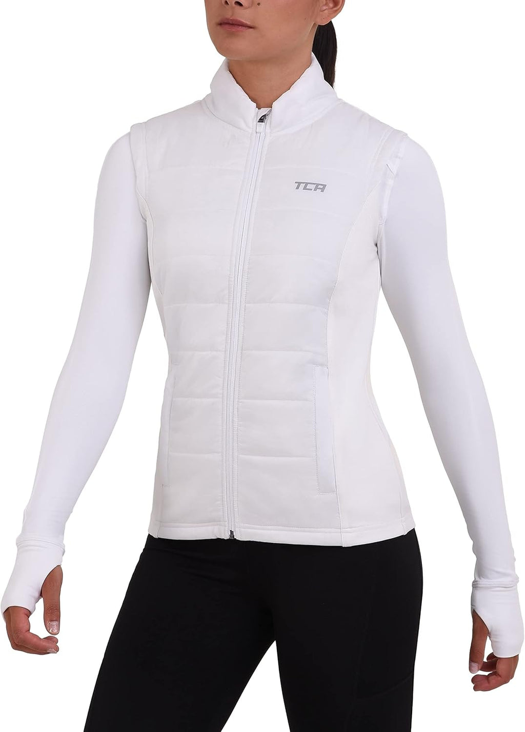 Women'S Excel Runner Walking Hiking Lightweight Thermal Padded Vest with Zip Pockets - Women, Medium, White